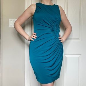 Teal blue ruched dress